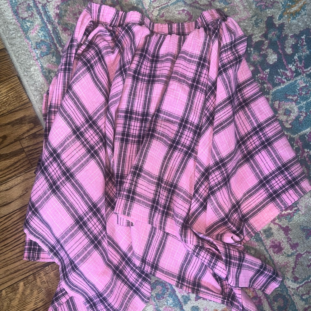 Asymmetrical Pink Plaid Skirt